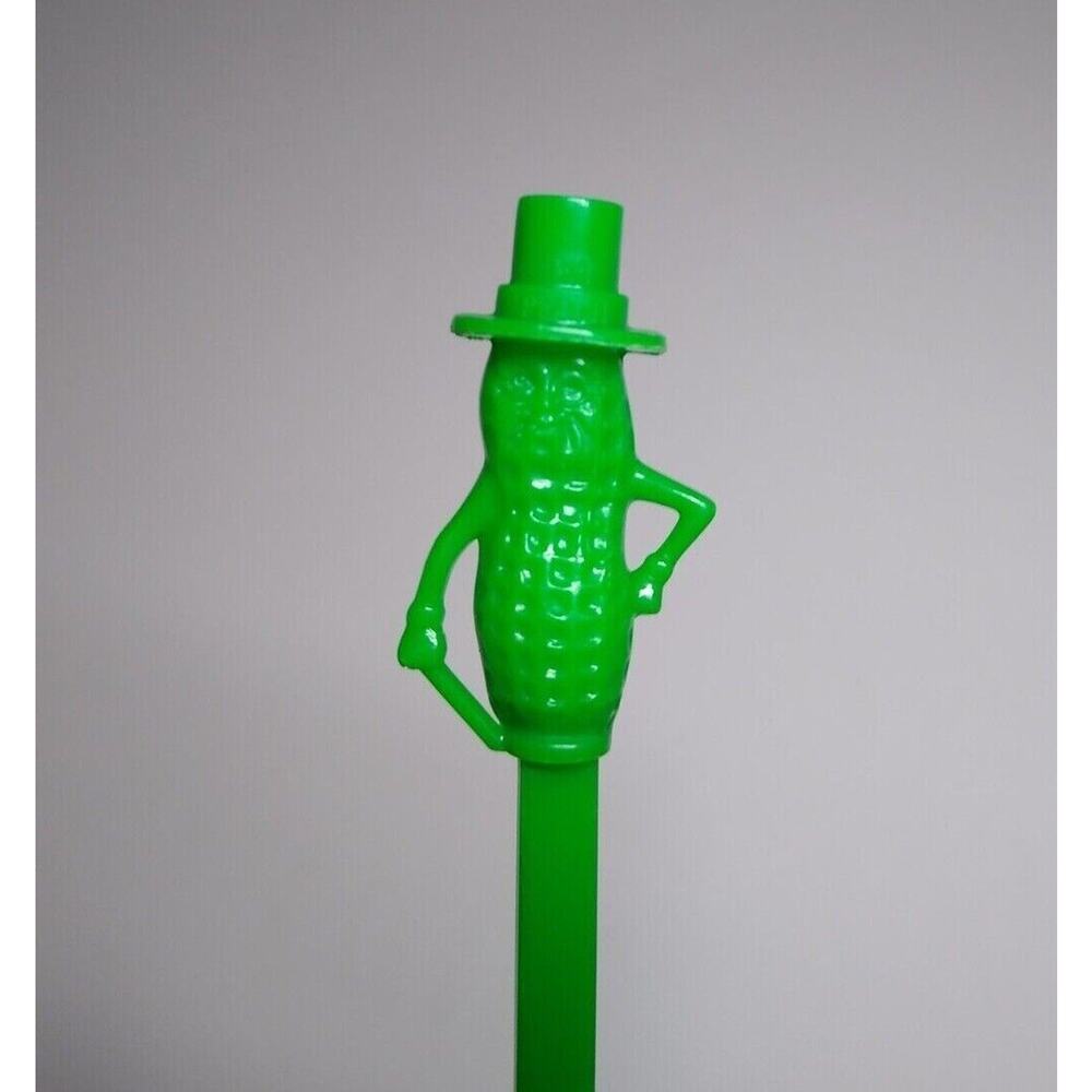 Mr Peanut Swizzle Stick 1950s Vintage Green Plastic Planters Peanuts Kitchenware